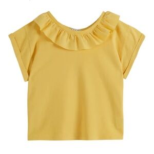 Emile et Ida Ruffle Neck T-Shirt in Yellow (Size 4A)